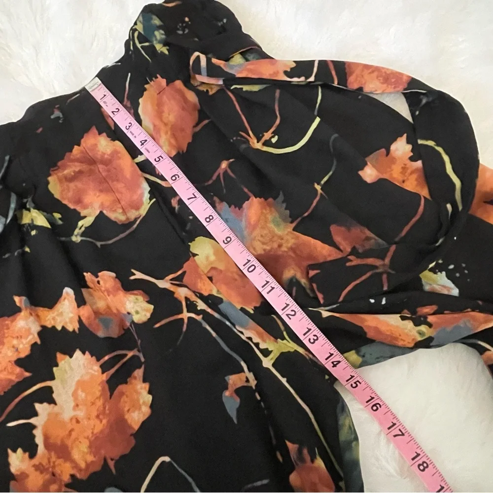 BCBGMaxAzria Black Floral Wide Leg Palazzo Pants - Picture 8 of 15